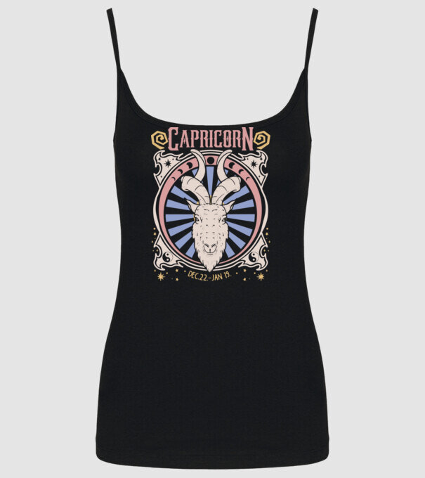 Zodiac Vintage CAPRICORN model negru pe tricou