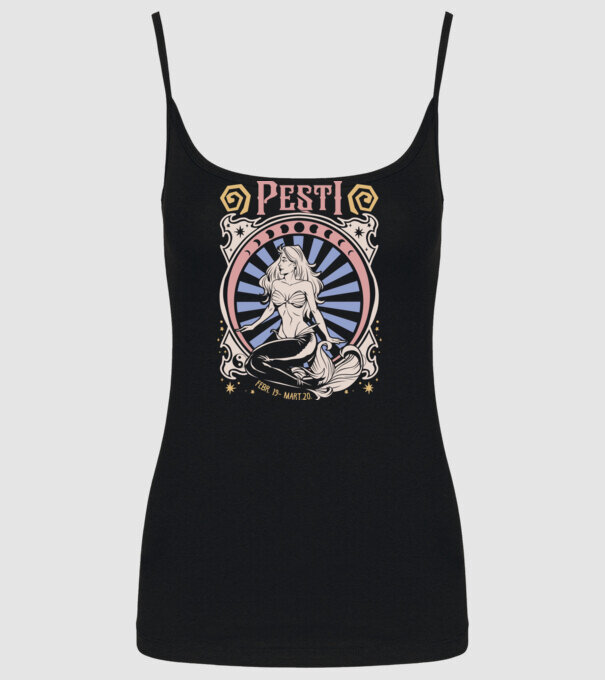 Zodiac Vintage PEȘTI model negru pe tricou