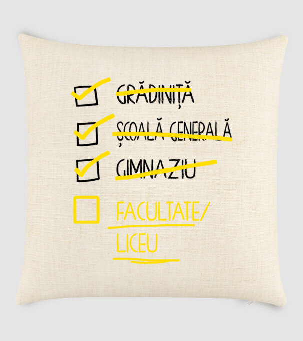 Cheklist educație - Gimnaziu alb model nisipiu pe tricou