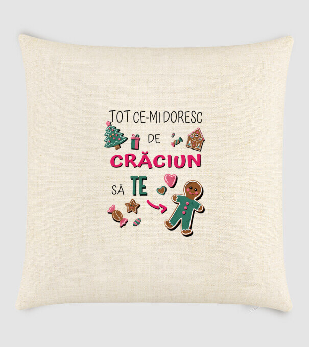 Tot ce-mi doresc de Crăciun să TE om alb model nisipiu pe tricou
