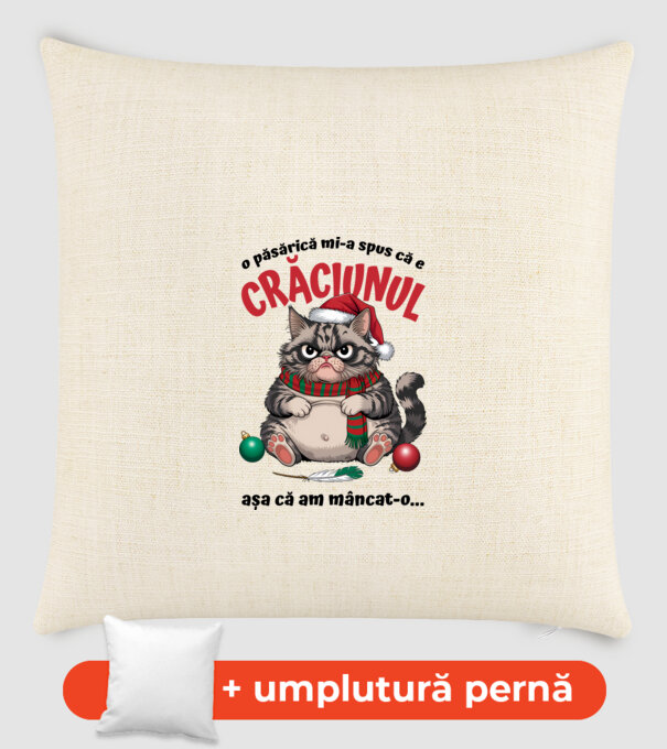 Am mâncat pasărea Crăciun pisică Alb model nisipiu pe tricou
