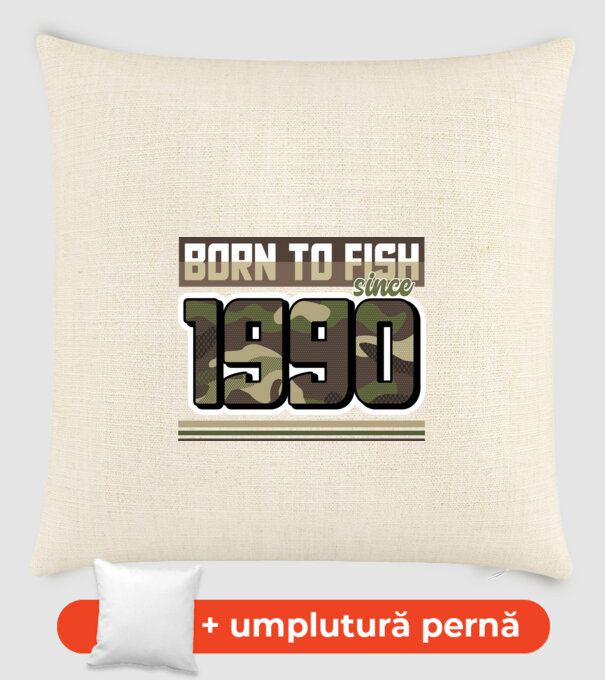 Born to fish since 1990 model nisipiu pe tricou