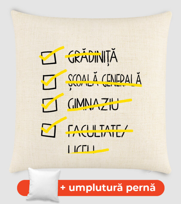 Cheklist educație - Facultate alb model nisipiu pe tricou