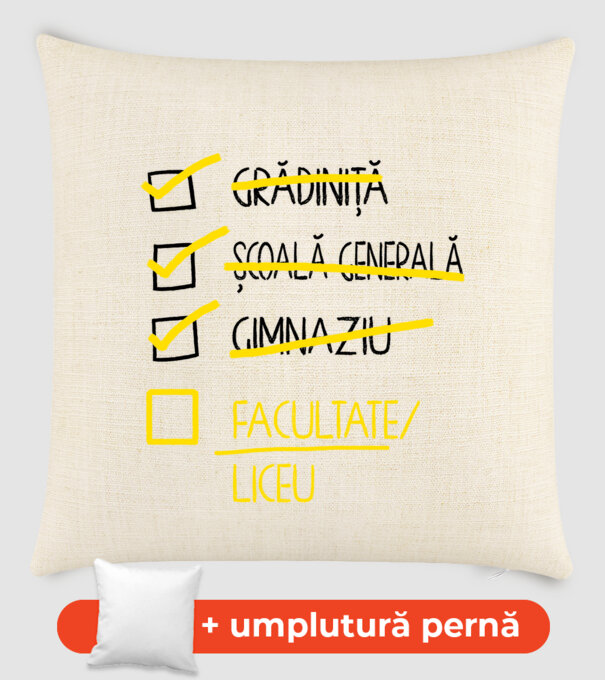 Cheklist educație - Gimnaziu alb model nisipiu pe tricou