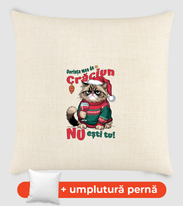 Dorința mea de Crăciun nu ești tu! pisică model nisipiu pe tricou