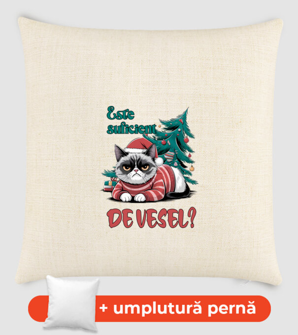 Este suficient de vesel? pisică Crăciun model nisipiu pe tricou