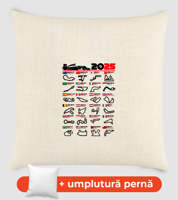 F1 calendar 2025 model nisipiu pe tricou