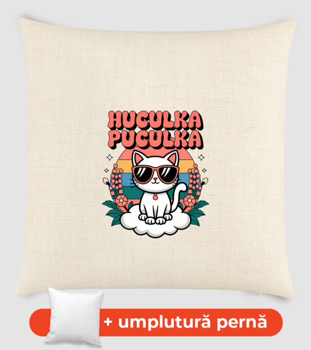 Huculka Puculka pisică 1 model nisipiu pe tricou