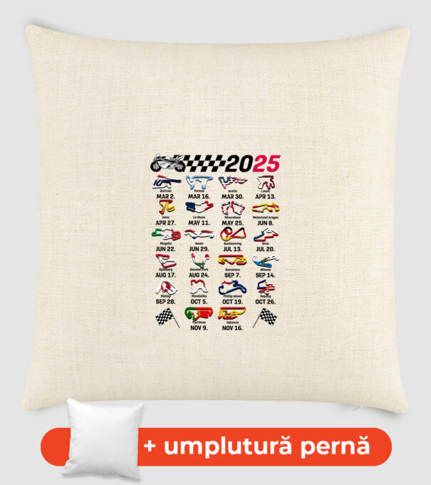 MOTOGP 25 CALENDAR alb model nisipiu pe tricou