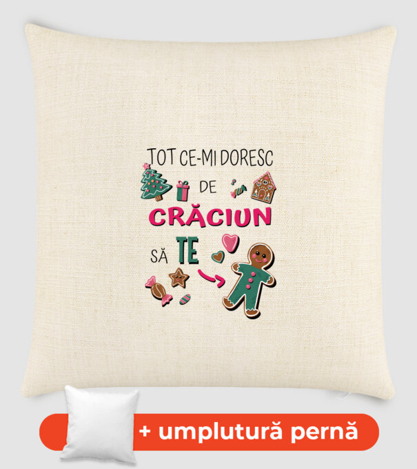 Tot ce-mi doresc de Crăciun să TE om alb model nisipiu pe tricou