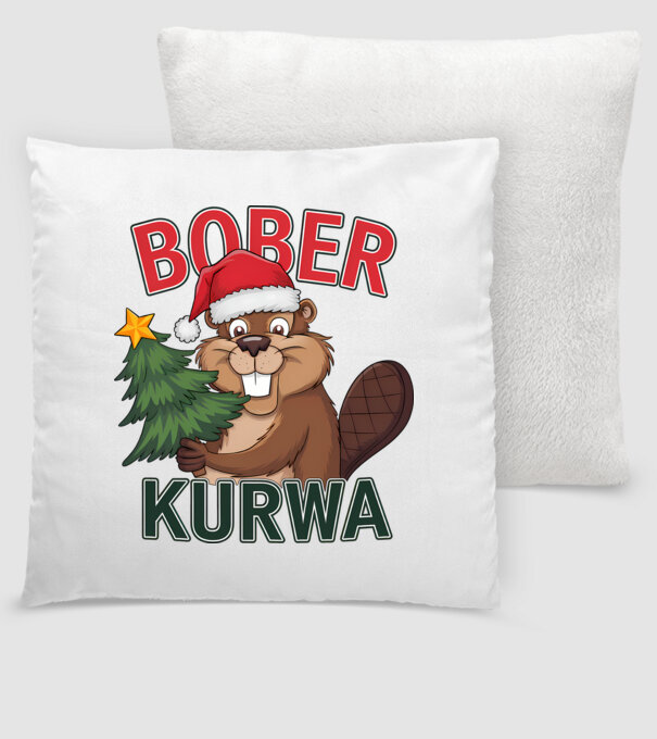 Bober kurwa Christmas model alb pe tricou