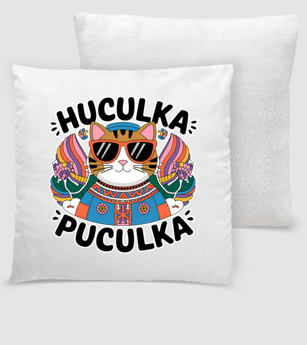 Huculka Puculka pisică 3 model alb pe tricou