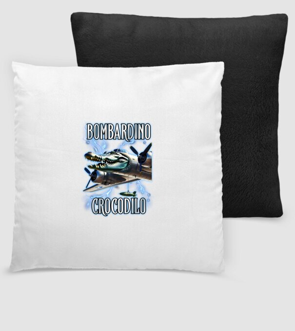 Bombardino Crocodilo model negru pe tricou