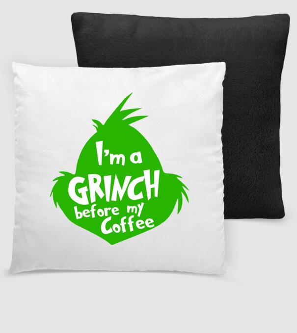 Grinch before coffee model negru pe tricou