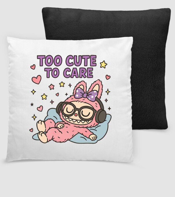 Too cute to care model negru pe tricou