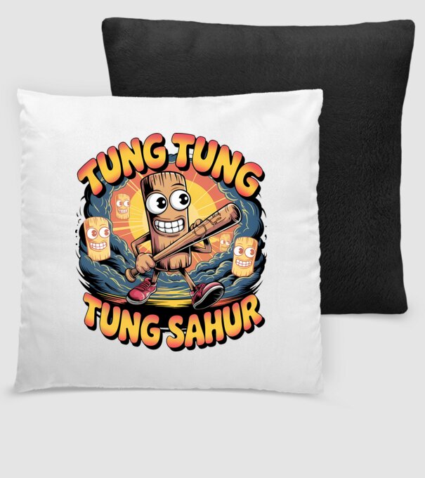 Tung Tung Tung Sahur Retro model negru pe tricou