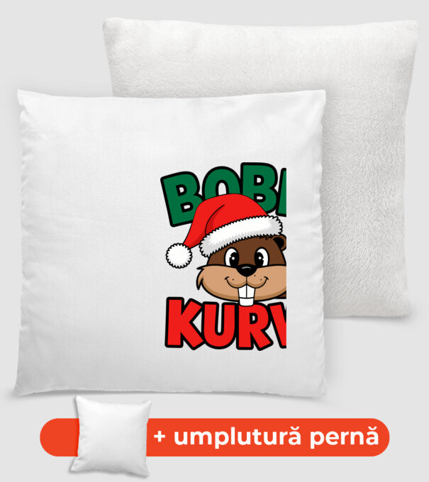 Bober kurwa xmas model alb pe tricou