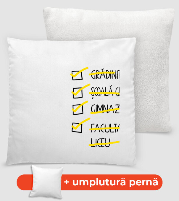 Cheklist educație - Facultate alb model alb pe tricou