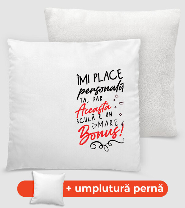 Dar această sculă e un mare bonus! model alb pe tricou