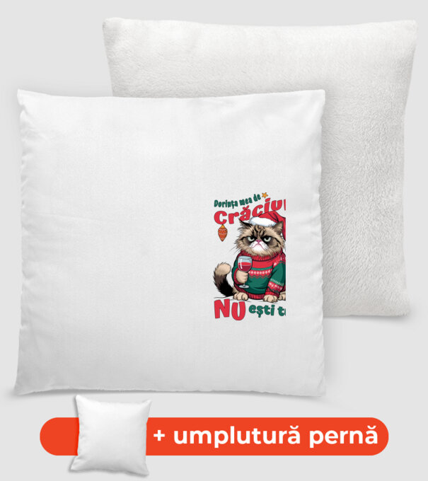 Dorința mea de Crăciun nu ești tu! pisică model alb pe tricou