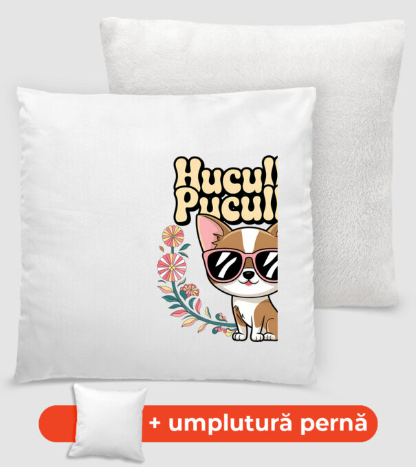 Huculka Puculka câine 1 model alb pe tricou
