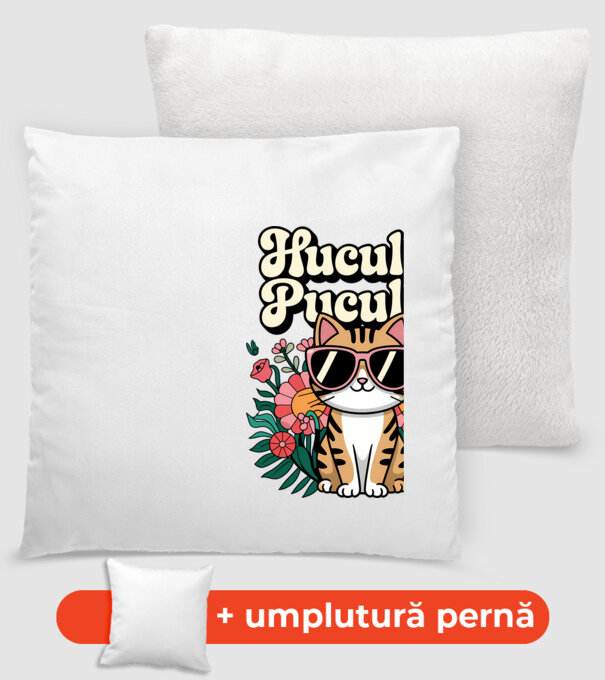 Huculka Puculka pisică 3 model alb pe tricou