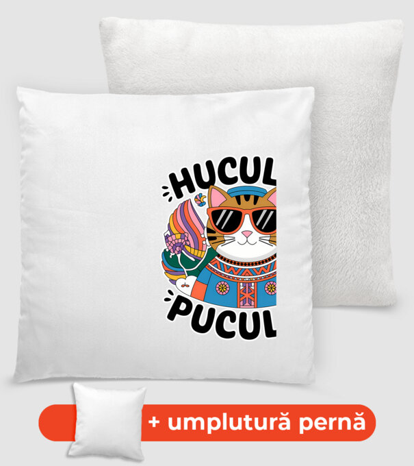 Huculka Puculka pisică 3 model alb pe tricou