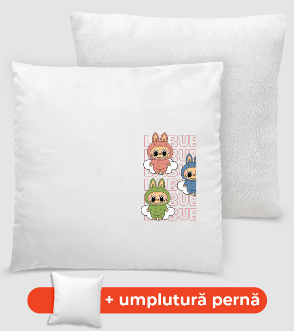 LABUBU model alb pe tricou