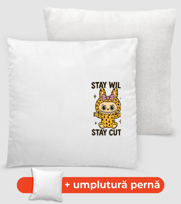 Stay wild - Labubu model alb pe tricou
