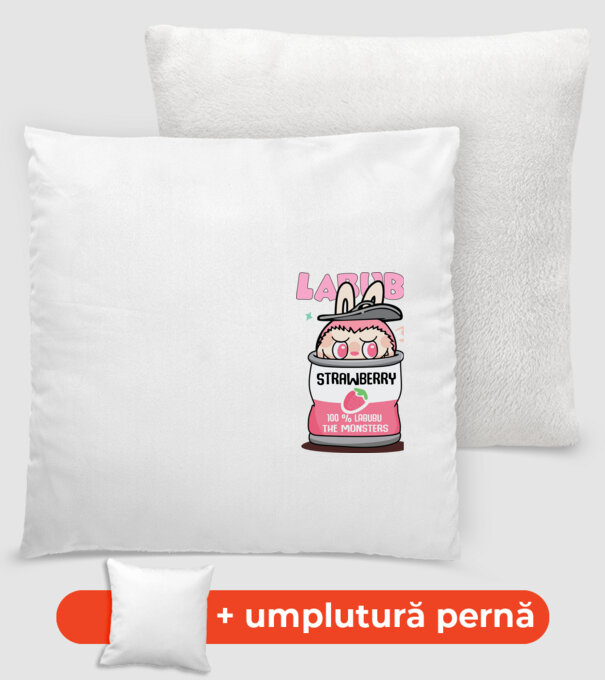 Strawberry Labubu model alb pe tricou