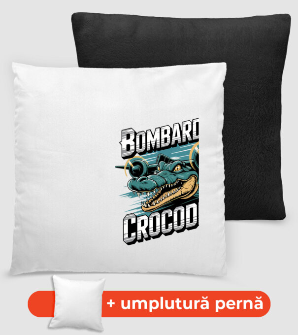 Bombardino Crocodilo 2 model negru pe tricou