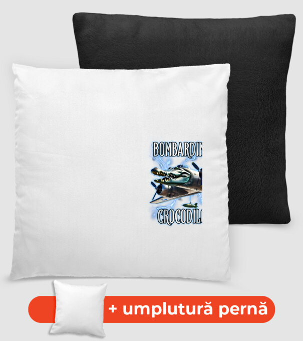 Bombardino Crocodilo model negru pe tricou