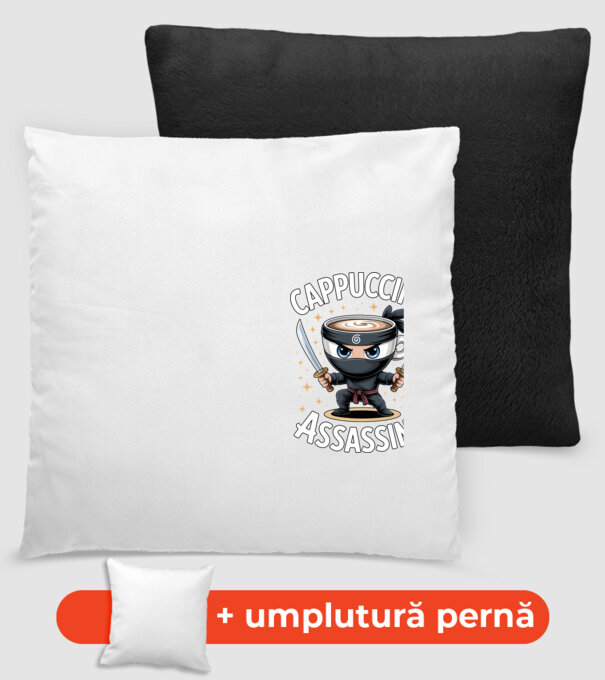 Cappuccino Assassino model negru pe tricou