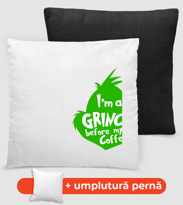 Grinch before coffee model negru pe tricou