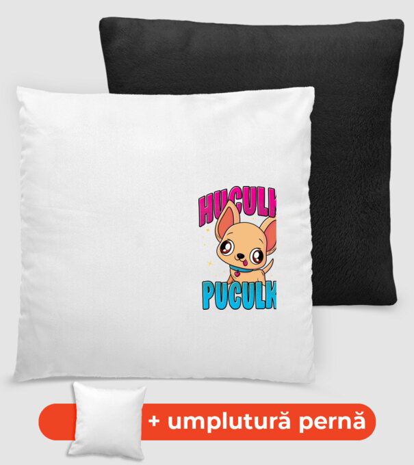 Huculka Puculka chivava model negru pe tricou