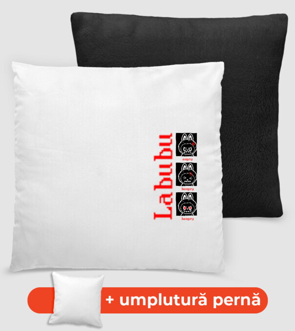 Labubu moods model negru pe tricou