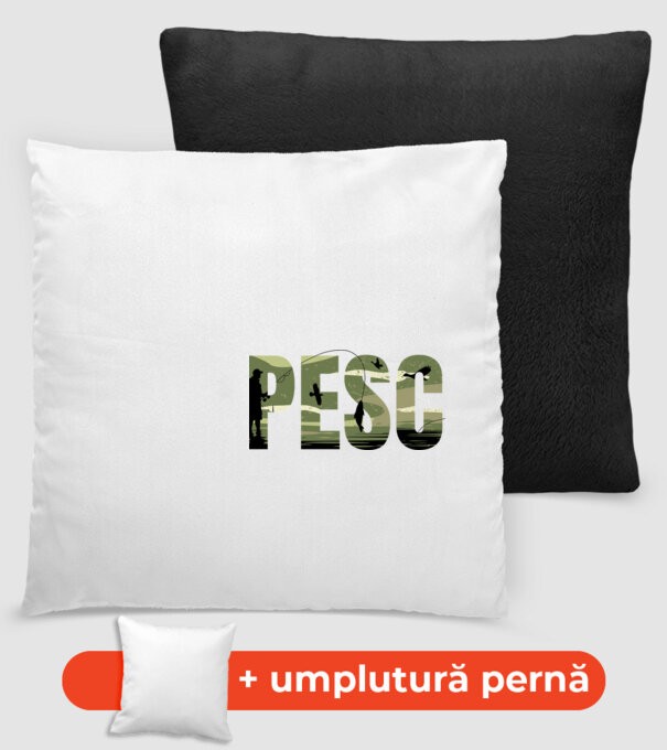 PESCAR model negru pe tricou