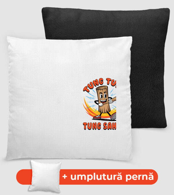 Tung Tung Tung Sahur drăguț model negru pe tricou