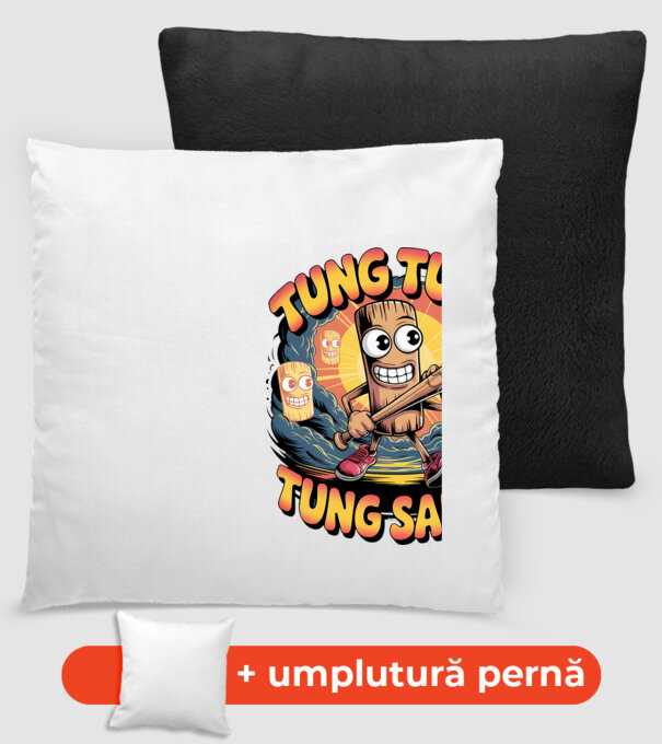 Tung Tung Tung Sahur Retro model negru pe tricou