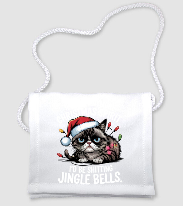 Christmas Spirit Grumpy Cat Negru model alb pe tricou