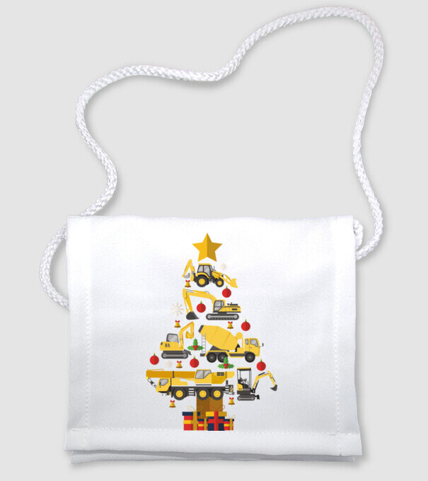 Construcția vehiculului pom de Crăciun model alb pe tricou