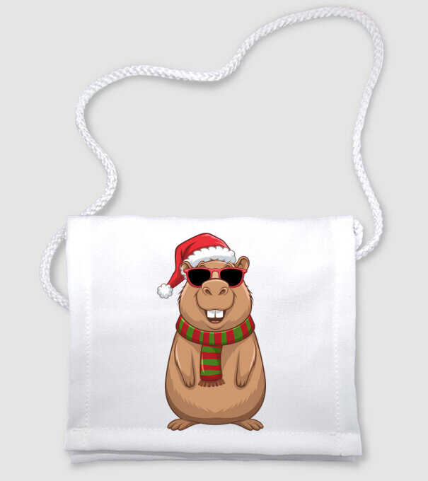 Crăciunul capybara model alb pe tricou