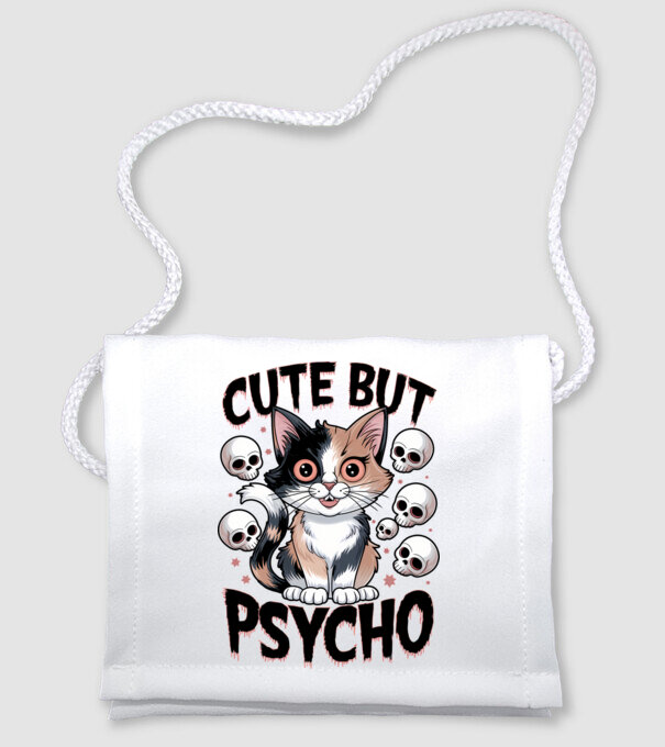 Cute, but Psycho pisică Alb model alb pe tricou