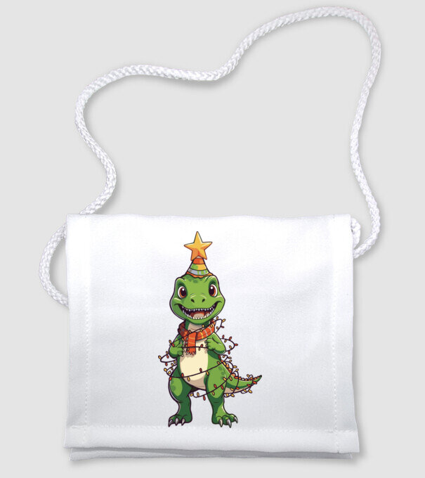 dinozaur pom de Crăciun model alb pe tricou