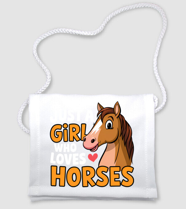 Just a girl who loves horses Negru model alb pe tricou