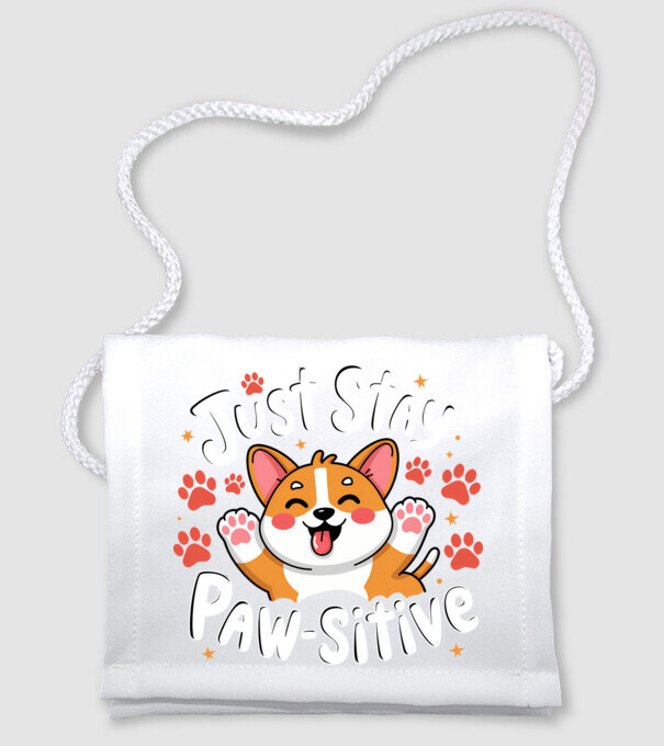 Just Stay Paw-sitive Negru model alb pe tricou