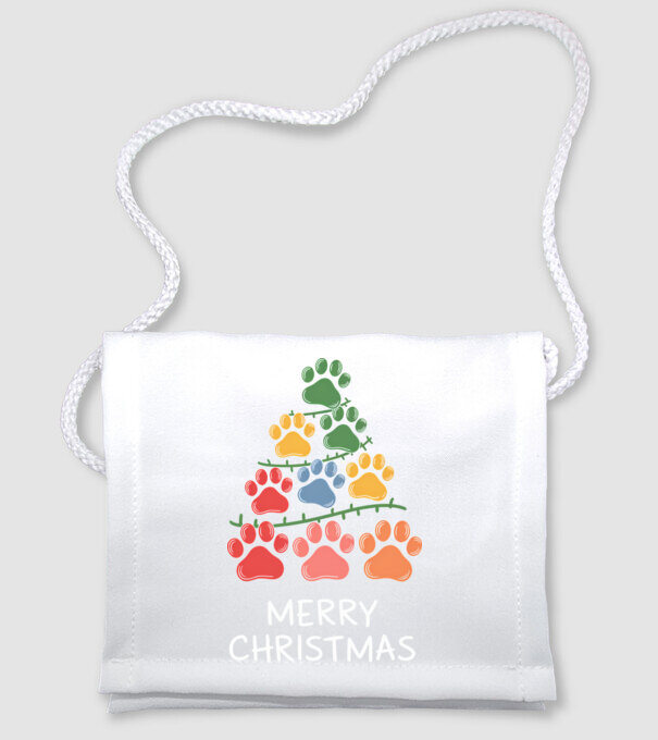 Merry Christmas Paws Negru model alb pe tricou