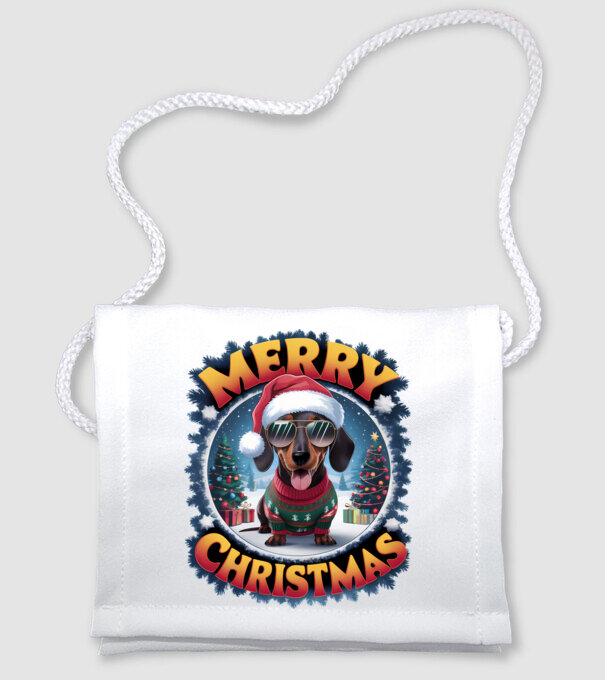 Merry Christmas Teckel model alb pe tricou