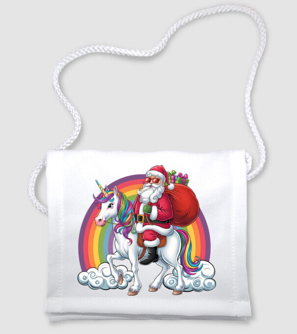 Moș Crăciun cool pe un unicorn 2 model alb pe tricou