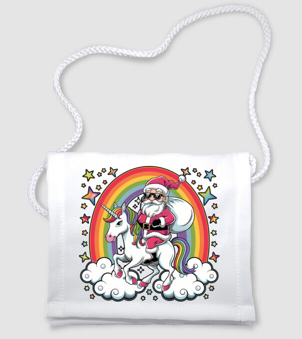 Moș Crăciun cool pe un unicorn model alb pe tricou